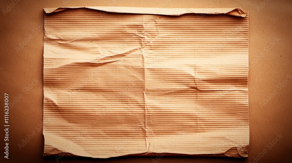Poster crumpled brown paper texture with horizontal lines on a rustic background