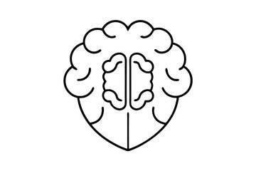 Vector modern brain black icon isolated on white background