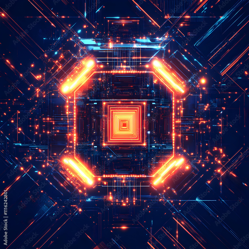Poster dynamic abstract technology visuals digital space graphic design futuristic environment close-up ene
