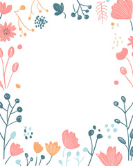 Creative 2D Doodle Floral Illustrations Text Space for Versatile Designs, Greeting Cards, Invitations