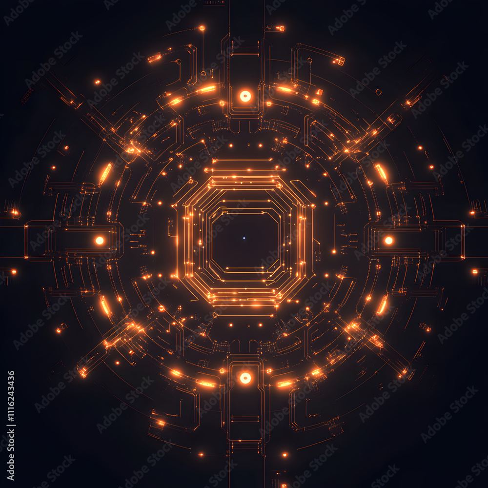 Poster digital circuitry design abstract concept graphic illustration dark background close-up view technol