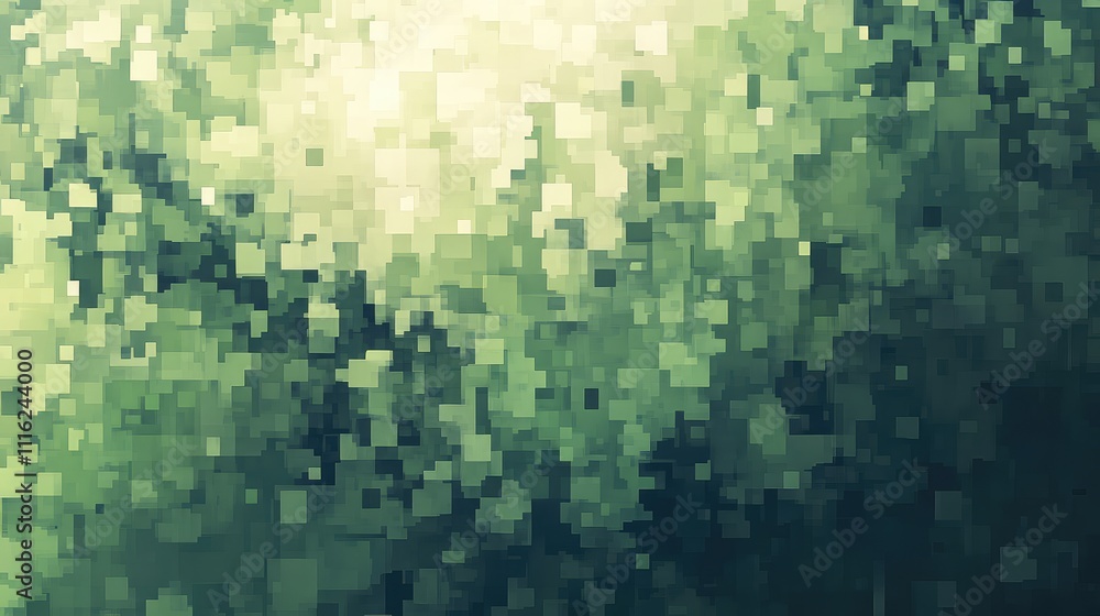 Aufkleber a gentle, low-contrast muted pixel pattern, transitioning between soft green and gray pixels for a q