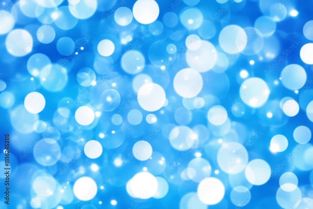 Poster beautiful blue bokeh background with soft lights and circular shapes for creative projects, website 