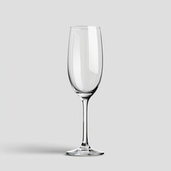 A glass wine glass is sitting on a white background