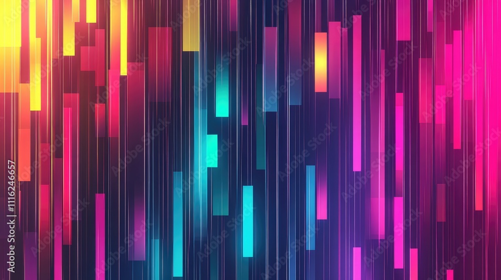 Poster a glitchy pixel overlay texture in bright neon hues, with sharp edges and vibrant patterns creating 