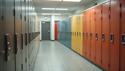 Casilleros organizados en fila en espacio interior