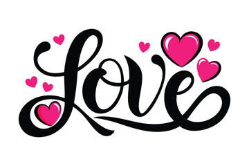 Love text with Happy Valentine's Day theme typography design