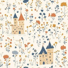Fototapeta premium Enchanting Fairy Tale Floral Pattern Design
