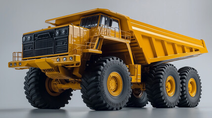 Big yellow mining truck. Belaz. Big yellow mining truck earthmoving in Russia.