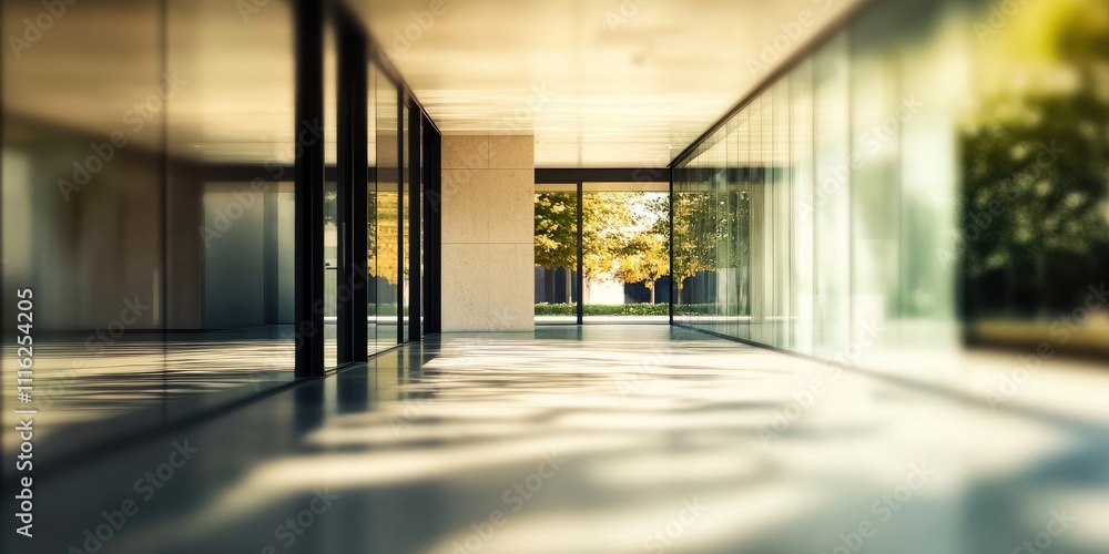Poster defocused view of a modern building, showcasing architectural details and design elements in a conte