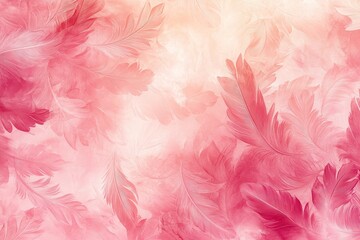 Soft pink feather texture background, delicate fluffy cotton candy-like feathers creating a warm, romantic atmosphere with gentle gradient shadows.
