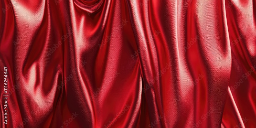 Poster vibrant shiny red silk curtain background creates a stunning visual effect, ideal for various projec