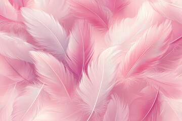 Obraz premium Soft pink feather texture background, delicate fluffy cotton candy-like feathers creating a warm, romantic atmosphere with gentle gradient shadows.