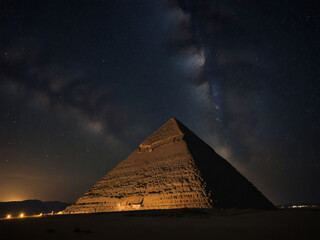 Starry sky and Egyptian pyramids