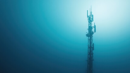 Obraz premium Cellular Tower in Foggy Landscape