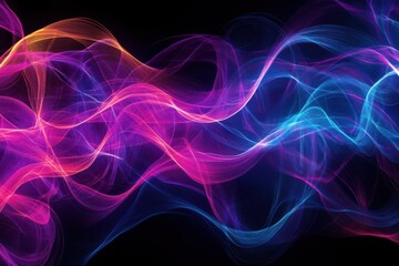 Obraz premium Black purple and blue gradient waves lines with colorful neon lines, dark background, black background with purple and blue gradient lines