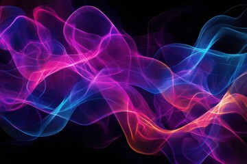 Obraz premium Black purple and blue gradient waves lines with colorful neon lines, dark background, black background with purple and blue gradient lines