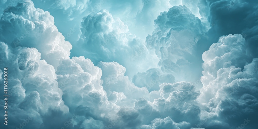 Poster cumulus cloud formations create an overcast sky filled with rain clouds. the image features a striki