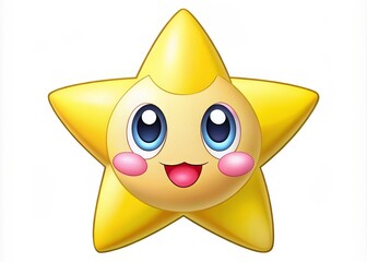 Happy Cartoon Star Character with Big Eyes and Cheerful Expression