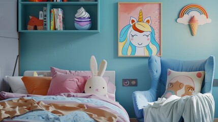 Cozy Kid's Room with Pastel Colors and Playful Decor
