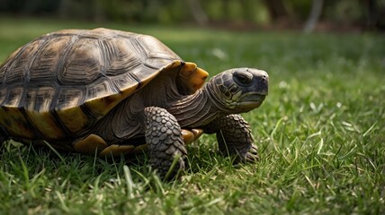 Tortoise Walking on Grass