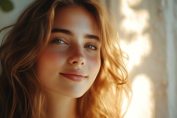 Beautiful Blonde Woman Soft Focus Portrait Natural Light