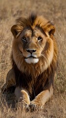 Majestic Lion Resting in the Savannah