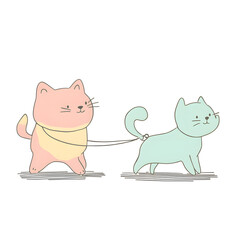 Whimsical and playful illustrations of cats in various humorous scenarios, featuring vibrant doodle art