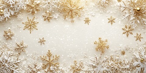 Elegant gold Christmas decorations on beige background creating a sophisticated holiday look