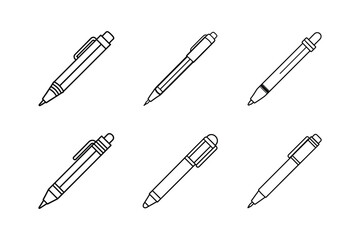 pen icon line art vector illustration, ballpoint outline design