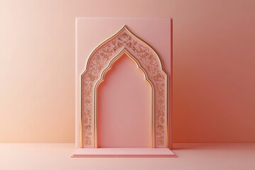 Ramadan Brochure With Peach Colored Background 3D Rendering 