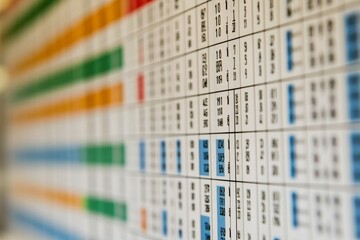 Colorful Data Table with Rows and Columns for Statistical Analysis, Featuring Numeric Values and Color Codes for Easy Reference and Understanding of Information