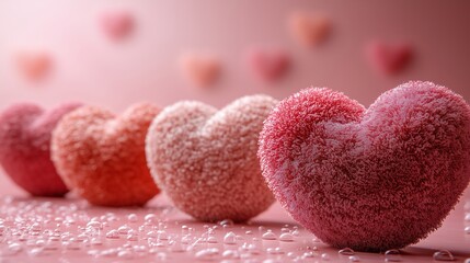 Obraz premium Colorful Fluffy Heart Decorations for Romantic Celebrations