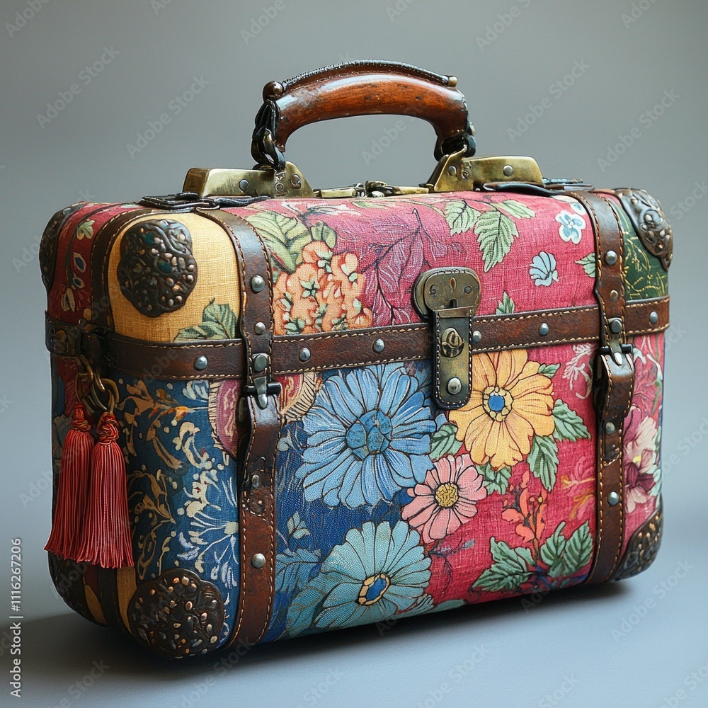 Aufkleber displaying eclectic boho suitcase adorned vibrant colors and unique patterns suitcase features multi