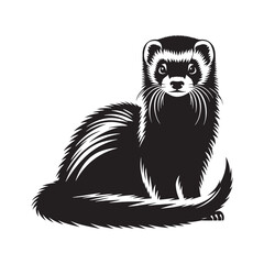 Fototapeta premium Detailed ferret silhouette for modern design purposes - Ferret black vector 