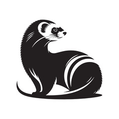 Fototapeta premium Minimalistic ferret silhouette for digital and print uses - Ferret illustration - minimallest ferret vector 