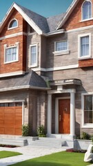 Obraz premium modern house in the suburbs real estate 