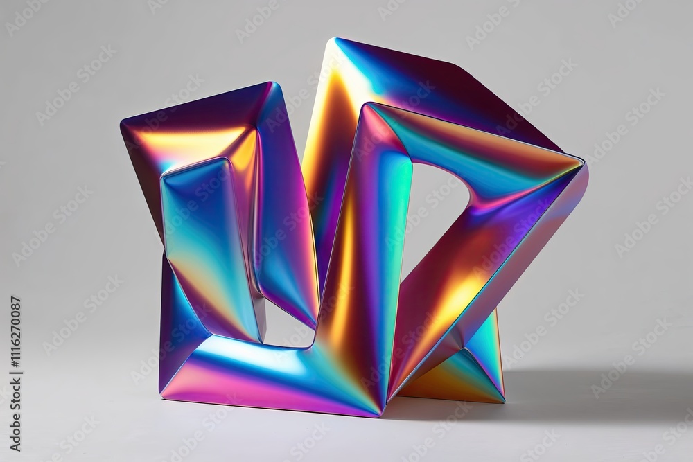 Poster iridescent three-dimensional abstract shape design
