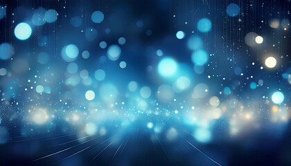 Fototapeta premium Ethereal Blue Bokeh Lights Abstract Background