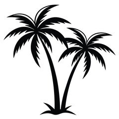 Fototapeta premium Tropical Palms Silhouette Vector Illustration in Minimalist Style