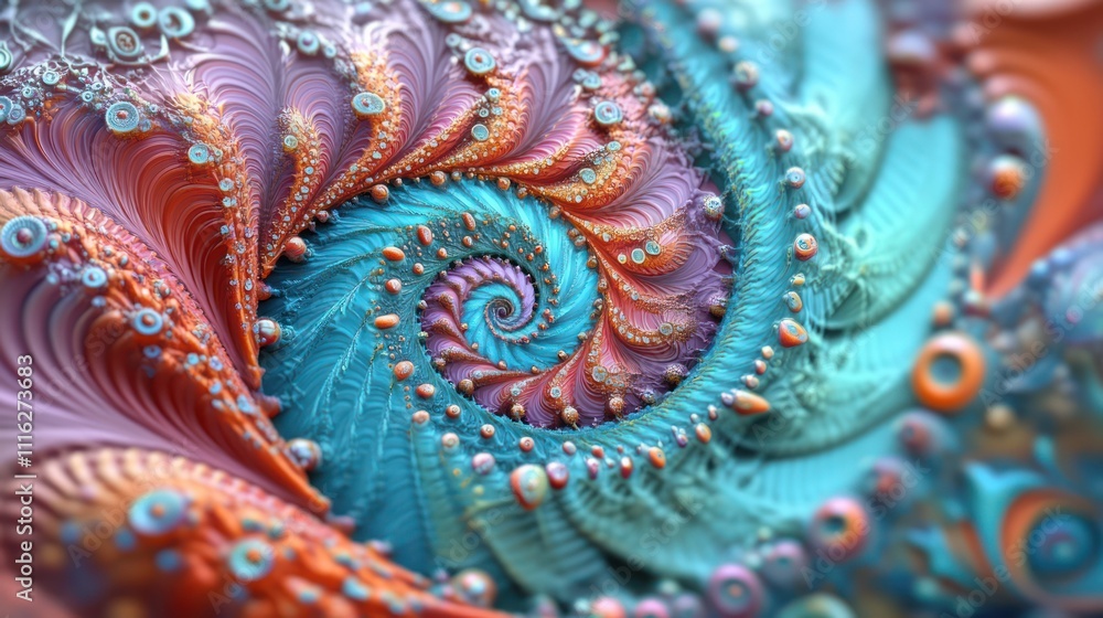 Poster colorful fractal swirl showcasing intricate patterns