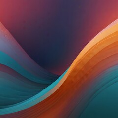 Obraz premium Abstract Waves of Teal and Burnt Orange Hues: A Serene Digital Artwork