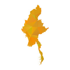 Map of Myanmar - Gold Geometric Rumpled Triangular , Polygonal Design For Your. Vector illustration eps 10.	
