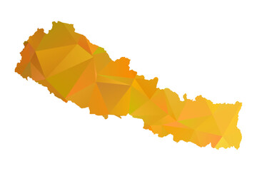 Map of Nepal - Gold Geometric Rumpled Triangular , Polygonal Design For Your. Vector illustration eps 10.	
