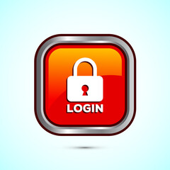 User profile login icon design illustration. Access authentication icon. Orange Color Square Button Design