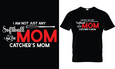 Mother's Day Softball T-Shirt Design Template, Mom Gift 