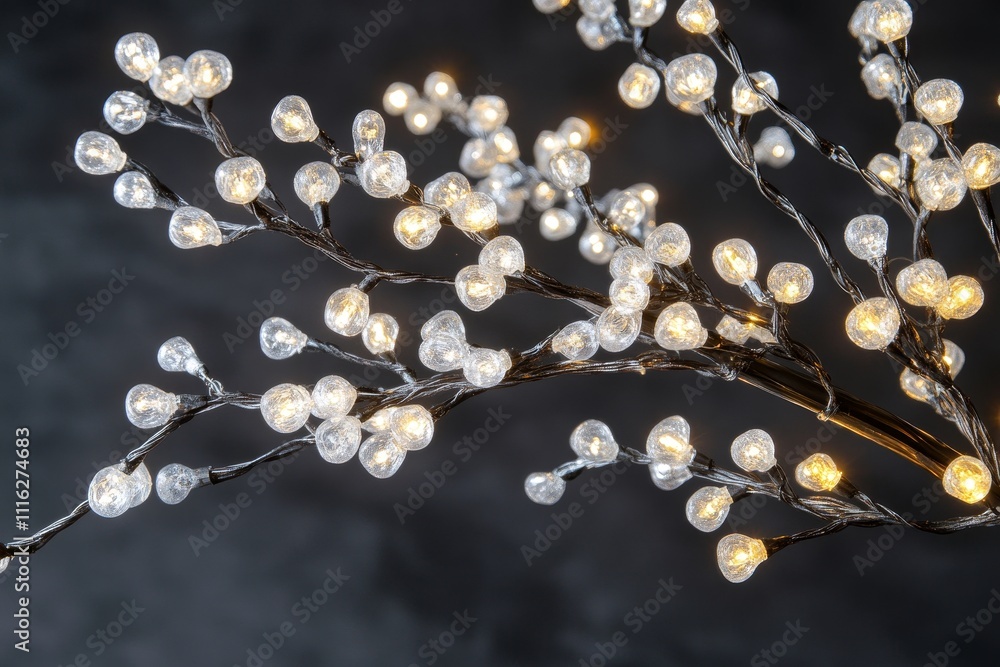Aufkleber decorative led branches with glowing lights on a dark background, creating a warm and inviting atmos