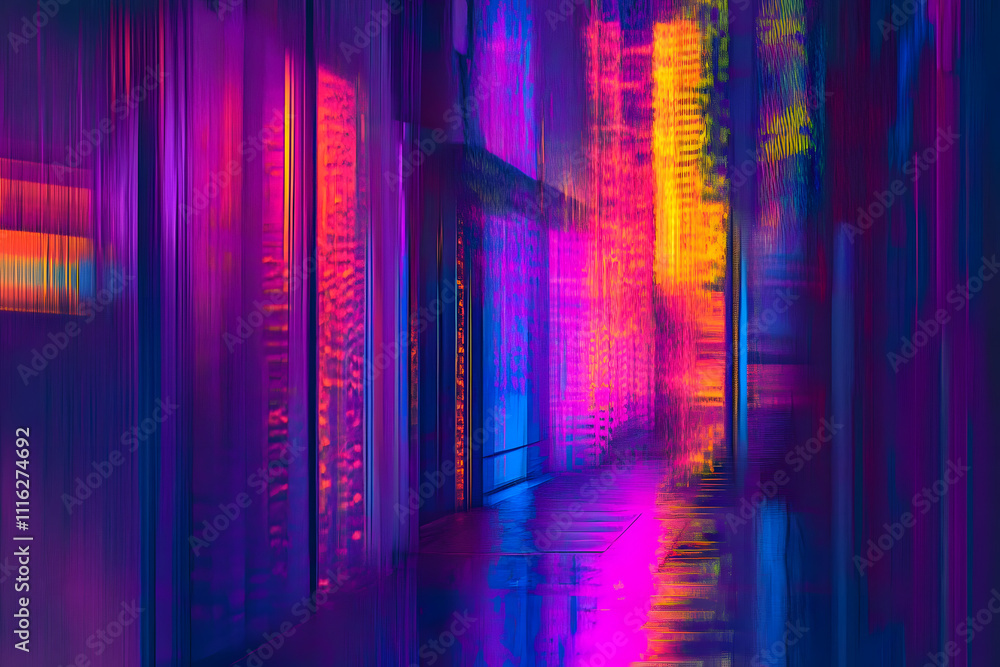 Poster neon glitch texture processing computer art