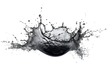 A high-speed photograph capturing a large splash of fresh water as it bursts upwards from a small rock in a pristine, clear lake. Droplets of water glisten in the sunlight