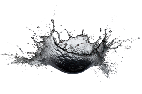 A high-speed photograph capturing a large splash of fresh water as it bursts upwards from a small rock in a pristine, clear lake. Droplets of water glisten in the sunlight